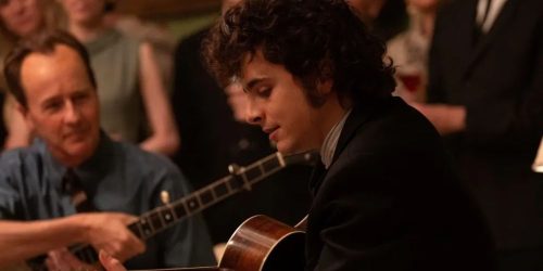 Timothy chalamet as bob dylan via searchlight ppictures
