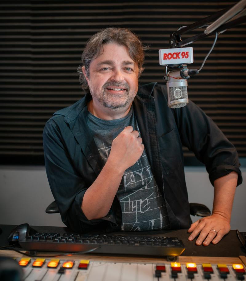 Craig Ross from the Rock 95 Morning Crew in the studio