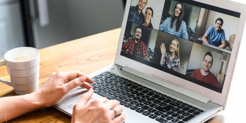 Zoom meeting on laptop