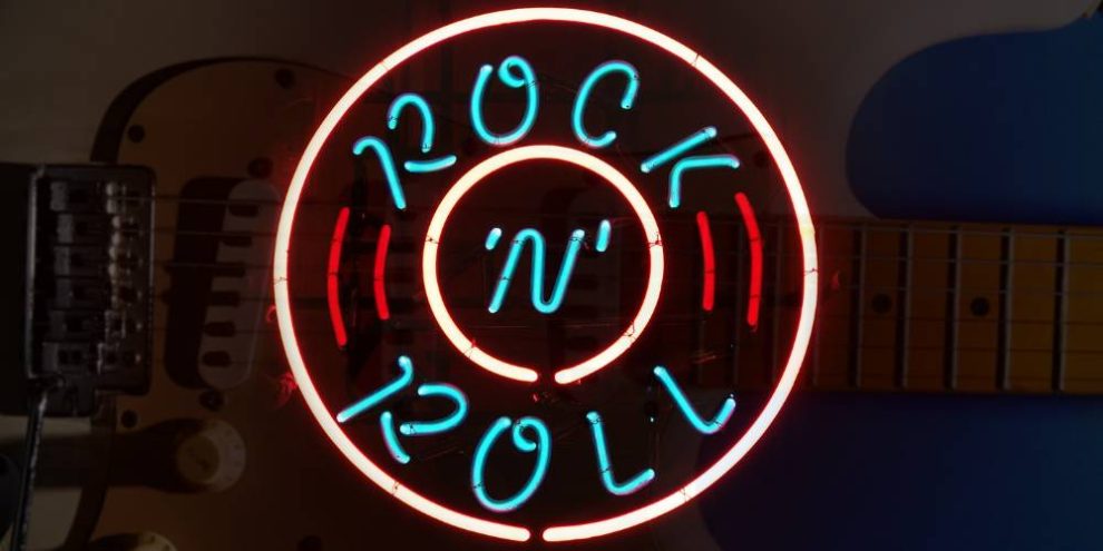 neon rock and roll sign