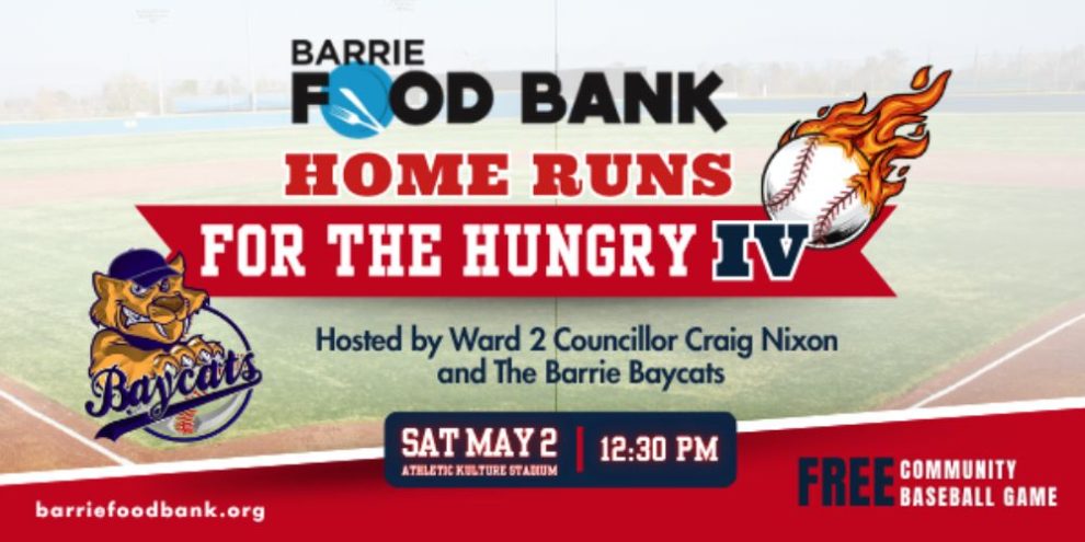 4th Home Runs for the Hungry for the Barrie Food Bank. Hosted by ward 2 councillor Craig Nixon and the Barrie Baycats.