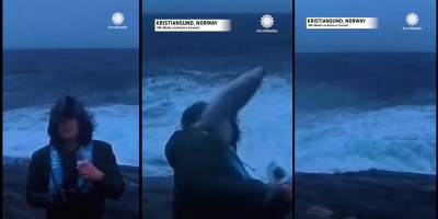 Watch: A Reporter In Norway Was Next To The Ocean For A Big Storm
