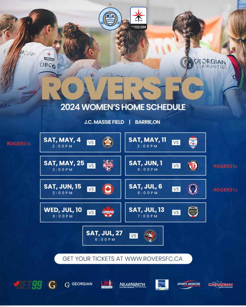 Simcoe County Rovers FC - Women's Home Schedule 2024